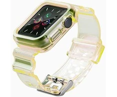 Hurtel Silikoninė apyrankė Bracelet Case Strap Light Set for Apple Watch 44mm – geltonos spalvos