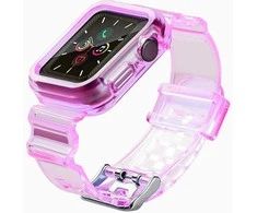Dėklas Hurtel Silikoninė apyrankė Bracelet Case Strap Light Set for Apple Watch 44mm – raudonos spalvos