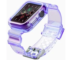 Dėklas Hurtel Silikoninė apyrankė Bracelet Case Strap Light Set for Apple Watch 44mm – violetinės spalvos