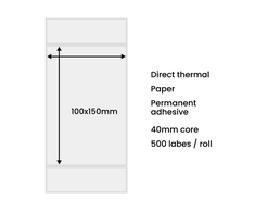Dėklas Hurtel Terminės etiketės 100x150mm (500 vnt.) - baltos