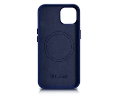 iCarer Leather Apple iPhone 14 Plus genuine leather dėklas telefonui mėlynos spalvos (compatible with MagSafe)