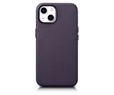 iCarer Leather Apple iPhone 14 Plus Dark dėklas telefonui violetinės spalvos (MagSafe Compatible)