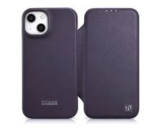 iCarer CE Premium Leather Apple iPhone 14 Plus Magnetic atverčiamas Leather MagSafe Dark dėklas telefonui violetinės spalvos (WMI14220715-DP)