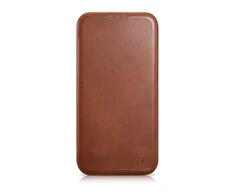 iCarer CE Oil Wax Premium Leather Apple iPhone 14 Plus magnetic atverčiamas MagSafe dėklas telefonui rudos spalvos (AKI14220707-BN)