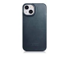 iCarer CE Oil Wax Premium Leather Apple iPhone 14 Plus magnetic atverčiamas MagSafe dėklas telefonui mėlynos spalvos (AKI14220707-BU)
