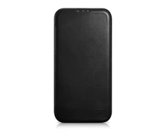 iCarer CE Oil Wax Premium Leather Leather Apple iPhone 14 Plus Magnetic atverčiamas MagSafe dėklas telefonui juodos spalvos (AKI14220707-BK)