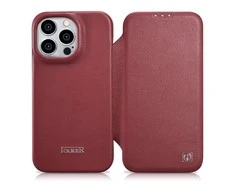 iCarer CE Premium Leather Apple iPhone 14 Pro Magnetic atverčiamas Leather MagSafe dėklas telefonui raudonos spalvos (WMI14220714-RD)