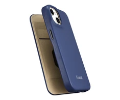 iCarer CE Premium Leather Apple iPhone 14 Plus Magnetic atverčiamas Leather MagSafe dėklas telefonui mėlynos spalvos (WMI14220715-BU)