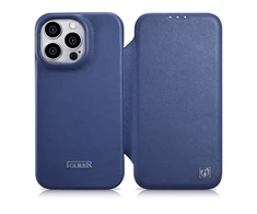 iCarer CE Premium Leather Apple iPhone 14 Pro Magnetic atverčiamas Leather MagSafe dėklas telefonui mėlynos spalvos (WMI14220714-BU)