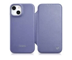 iCarer CE Premium Leather Apple iPhone 14 Plus Magnetic atverčiamas Leather MagSafe Light dėklas telefonui violetinės spalvos (WMI14220715-LP)