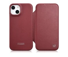 iCarer CE Premium Leather Apple iPhone 14 Plus Magnetic atverčiamas Leather MagSafe dėklas telefonui raudonos spalvos (WMI14220715-RD)