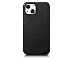 iCarer Leather Apple iPhone 14 Plus genuine leather dėklas telefonui juodos spalvos (compatible with MagSafe)