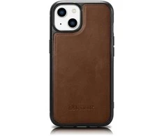 iCarer Leather Oil Wax Genuine Leather Apple iPhone 14 Plus (MagSafe Compatible) dėklas telefonui rudos spalvos (WMI14220719-BN)