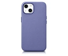 iCarer Leather Genuine Leather Apple iPhone 14 Plus Light dėklas telefonui violetinės spalvos (MagSafe Compatible)
