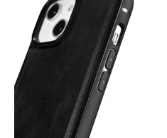 iCarer Leather Oil Wax covered with natural leather Apple iPhone 14 Plus dėklas telefonui juodos spalvos (WMI14220719-BK)
