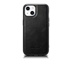 iCarer Leather Oil Wax covered with natural leather Apple iPhone 14 Plus dėklas telefonui juodos spalvos (WMI14220719-BK)