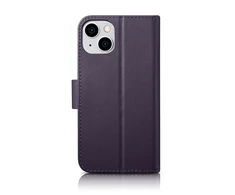 iCarer Wallet 2in1 Apple iPhone 14 Plus Anti-RFID Leather atverčiamas Dark dėklas telefonui violetinės spalvos (WMI14220727-DP)