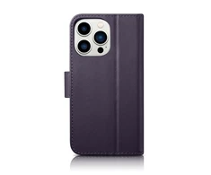 iCarer Wallet 2in1 Apple iPhone 14 Pro Anti-RFID Leather atverčiamas dėklas telefonui violetinės spalvos (WMI14220726-DP)