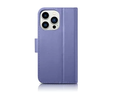 iCarer Wallet 2in1 Apple iPhone 14 Pro Anti-RFID Leather atverčiamas Light dėklas telefonui violetinės spalvos (WMI14220726-LP)