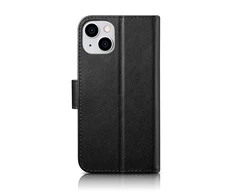 iCarer Wallet 2in1 Apple iPhone 14 Plus Anti-RFID Leather atverčiamas dėklas telefonui juodos spalvos (WMI14220727-BK)