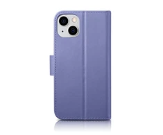 iCarer Wallet 2in1 Apple iPhone 14 Plus Anti-RFID Leather atverčiamas Light dėklas telefonui violetinės spalvos (WMI14220727-LP)