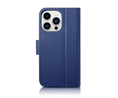 iCarer Wallet 2in1 Apple iPhone 14 Pro Leather atverčiamas Anti-RFID dėklas telefonui mėlynos spalvos (WMI14220726-BU)