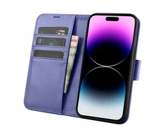 iCarer Wallet 2in1 Apple iPhone 14 Pro Max Leather atverčiamas Cover Anti-RFID Light dėklas telefonui violetinės spalvos (WMI14220728-LP)