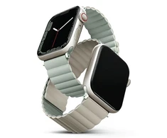 Uniq Išmaniojo laikrodžio Apple Watch 4/5/6/7/8/SE/ULTRA magnetinis/dvipusis dirželis, Smėlio/Žalsvos spalvos, 44/45/49mm