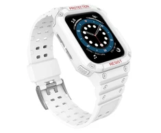 Dėklas Išmaniojo laikrodžio Apple SE/7 silikoninis Hurtel dirželis, Baltos spalvos, 42/44/45 mm