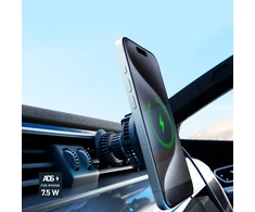 Telefono lakiklis su belaidžiu įkrovimu SBS TESUPFANWIR15W 15W for air vent, with cooling - juodas