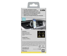 Telefono lakiklis su belaidžiu įkrovimu SBS TESUPFANWIR15W 15W for air vent, with cooling - juodas