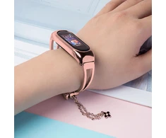 Hurtel Išmaniosios apyrankės Xiaomi Mi 2/3/4/5/6 metalinis dirželis, Rožinės spalvos