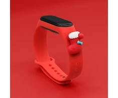 Hurtel Išmaniosios apyrankės Xiaomi Mi 3/4 kalėdinis silikoninis dirželis, Raudonos spalvos