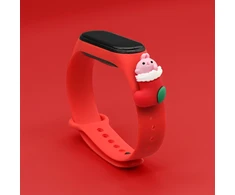 Hurtel Išmaniosios apyrankės Xiaomi Mi 3/4 kalėdinis silikoninis dirželis, Raudonos spalvos