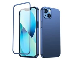 Joyroom 360 priekinis ir galinis dėklas telefonui Apple iPhone 13 + apsauginis ekrano stiklas mėlynos spalvos (JR-BP927 mėlynos spalvos)