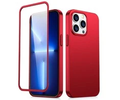 Joyroom 360 priekinis ir galinis dangtelis telefonui Apple iPhone 13 Pro Max + apsauginis ekrano stiklas raudonos spalvos (JR-BP928 red)