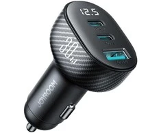 Automobilinis įkroviklis Joyroom JR-CCD04 2xUSB-C/USB-A 30W juodas