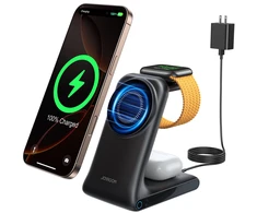 Joyroom JR-W15 belaidis įkroviklis 3 in 1 Charging Station su MagSafe – juodos spalvos