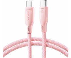 USB kabelis Joyroom (S-A34) "USB-C (Type-C) to USB-C (Type-C)" (60W 1m) rožinis