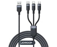 Joyroom Multi-Use Series S-A18 3in1 USB-A – Lightning / USB-C / micro USB kabelis 0.3m – juodos spalvos