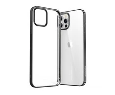 Joyroom New Beautiful Series ultra plonas with electroplated frame iPhone 12 Pro Max dėklas telefonui juodos spalvos (JR-BP796)