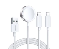 Joyroom S-IW007 3-in-1 kabelis USB-A magnetiniu įkrovikliu – Lightning 1.2m – baltos spalvos