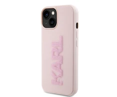 Karl Lagerfeld dėklas, skirtas iPhone 15 Plus 6,7 KLHCP15M3DMBKCP rožinės spalvos HC 3D Logo Glitter