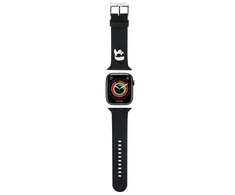 Apyrankė Apple Watch 4 / 5 / 6 / 7 / 8 / SE / Ultra (42 / 44 / 45 / 49 MM) Karl Lagerfeld 3D Rubber Karl Head (KLAWLSLKNK) juodos spalvos