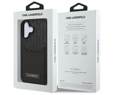 Karl Lagerfeld Cardslots Monogram Apple iPhone 16 - dėklas telefonui juodos spalvos