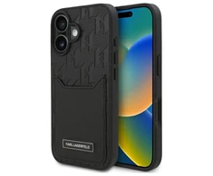 Karl Lagerfeld Cardslots Monogram Apple iPhone 16 - dėklas telefonui juodos spalvos