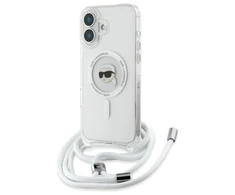 Karl Lagerfeld KLHMP16SHCKHNT Apple iPhone 16 6.1" dėklas telefonui skaidrus Crossbody IML Karl Head MagSafe
