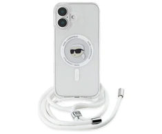 Karl Lagerfeld KLHMP16SHCKHNT Apple iPhone 16 6.1″ kietas dėklas skaidrus Crossbody IML Karl Head Magsafe