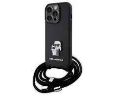 Karl Lagerfeld dėklas, skirtas iPhone 15 Pro 6,1 KLHCP15LSAKCPSK juodas HC Saffiano KC Metal Pin Crossbody