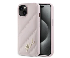 Apple iPhone 15 PLUS / 14 PLUS Karl Lagerfeld Diagonal Quilted Script (KLHCP15MPQDSMGP) dėklas telefonui rožinės spalvos
